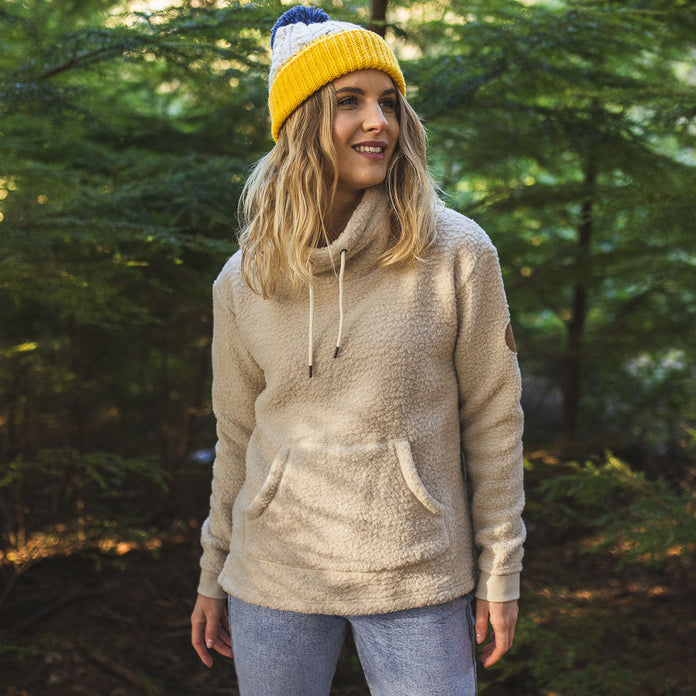 Hazel Slouch Neck Recycled Sherpa Fleece - Oatmeal