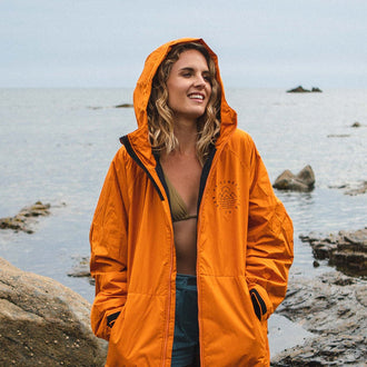 Womens_Escapism Recycled Towel Lined Changing Robe - Sunrise Orange