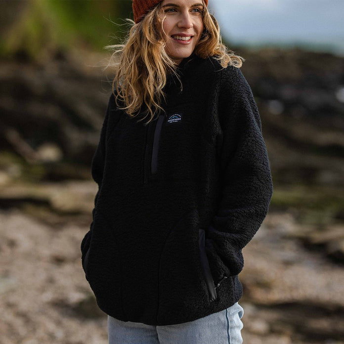 Home 1/4 Zip Recycled Sherpa Fleece - Black