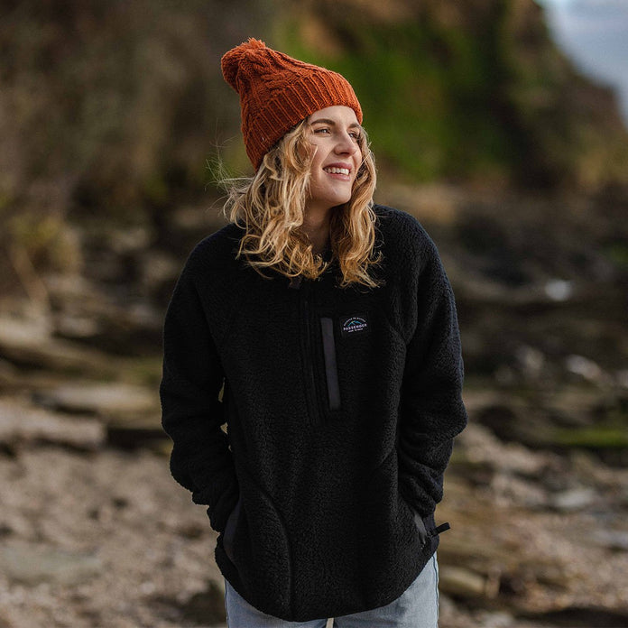 Home 1/4 Zip Recycled Sherpa Fleece - Black