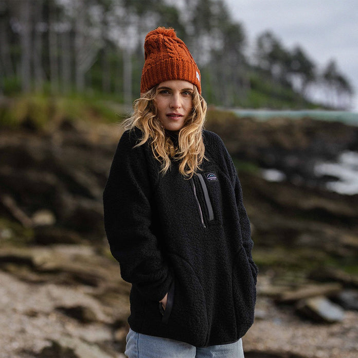 Home 1/4 Zip Recycled Sherpa Fleece - Black