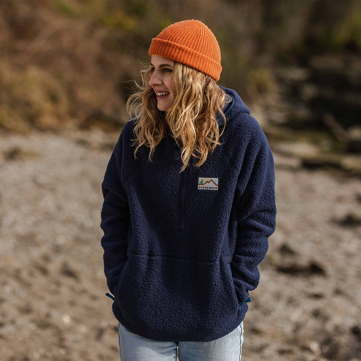 Maine Hooded Recycled Sherpa Fleece - Navy