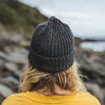 Katira Rib Knit Beanie - Faded Black