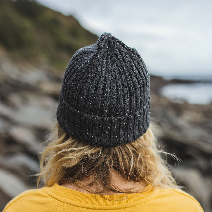 Katira Rib Knit Beanie - Faded Black