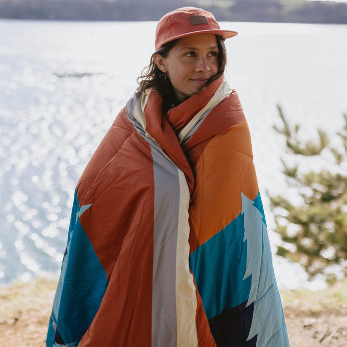 Nomadic Recycled Sherpa  Blanket - Turquoise/ Rust