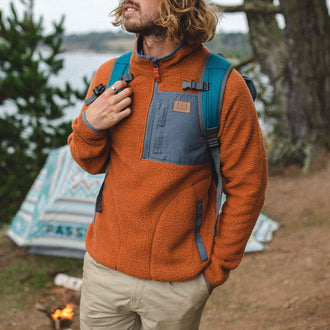 Offgrid 1/4 Zip Recycled Sherpa Fleece - Glazed Ginger