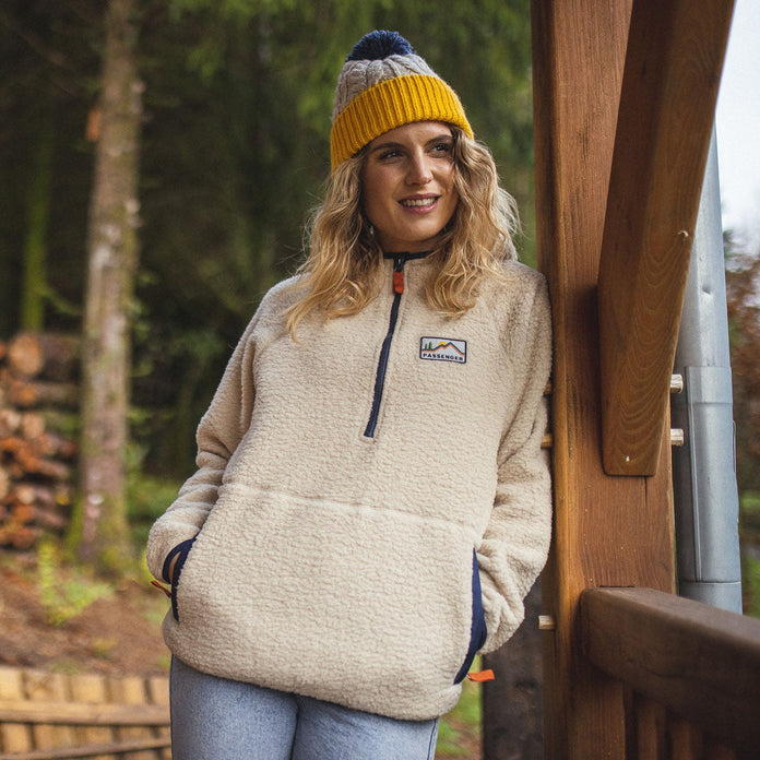 Maine Hooded Recycled Sherpa Fleece - Oatmeal