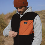 Calgary Recycled Sherpa Fleece Vest - Black/Rust