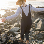 Lazy Day Recycled Dungarees - Charcoal (Woven)