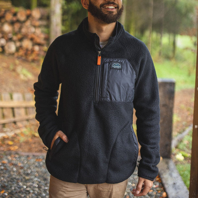Offgrid 1/4 Zip Recycled Sherpa Fleece - Black