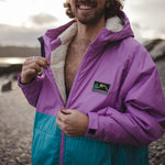 Roaming Sherpa Lined Changing Robe - Viridian Green/Orchid