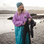 Roaming Sherpa Lined Changing Robe - Viridian Green/Orchid