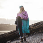 Roaming Sherpa Lined Changing Robe - Viridian Green/Orchid
