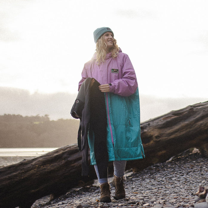 Roaming Sherpa Lined Changing Robe - Viridian Green/Orchid