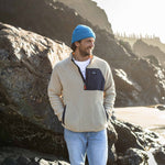 Offgrid 1/4 Zip Recycled Sherpa Fleece - Oatmeal/Navy