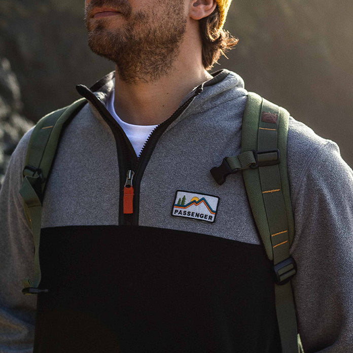 Set Off 1/4 Zip Recycled Polar Fleece - Grey Marl/ Black