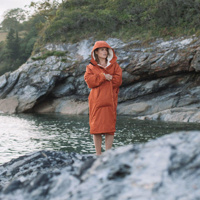 Escapism Recycled Sherpa Lined Changing Robe - Rust