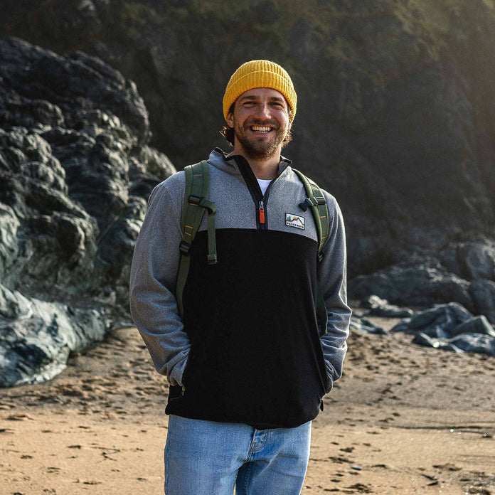 Set Off 1/4 Zip Recycled Polar Fleece - Grey Marl/ Black