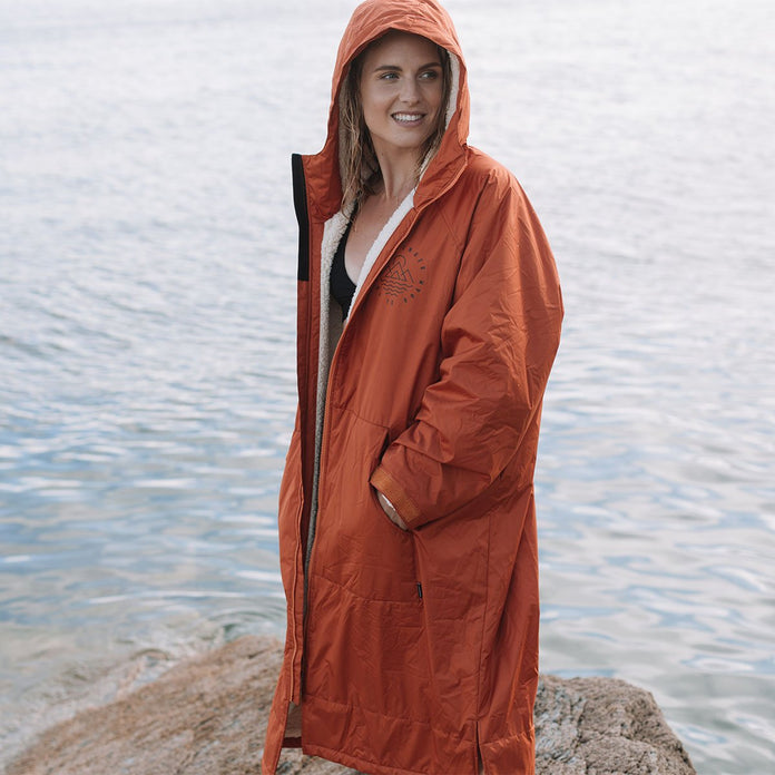 Escapism Recycled Sherpa Lined Changing Robe - Rust