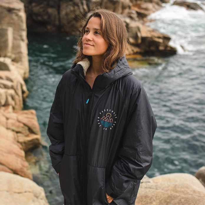 Escapism Recycled Sherpa Lined Changing Robe - Black