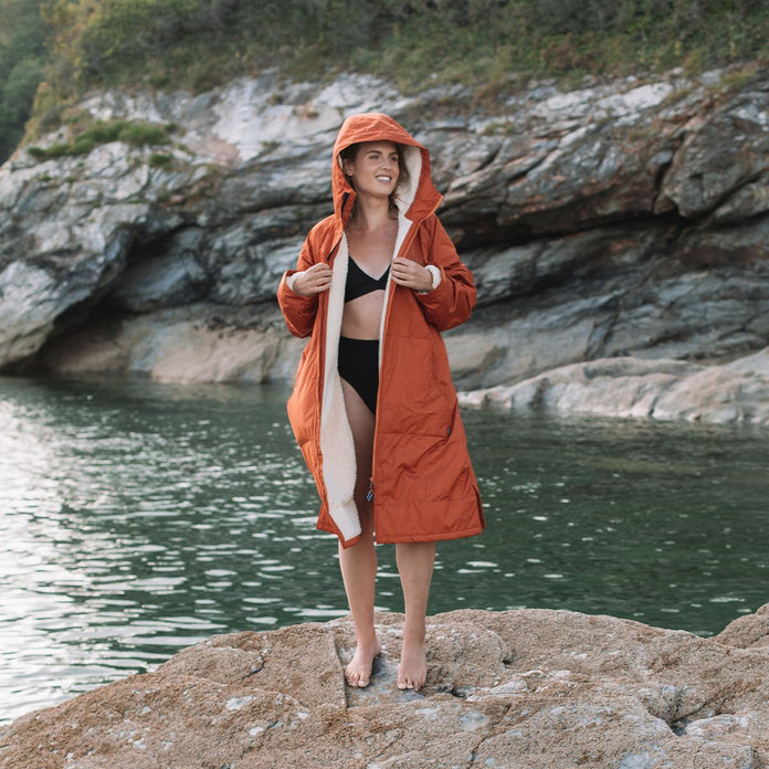 Escapism Recycled Sherpa Lined Changing Robe - Rust