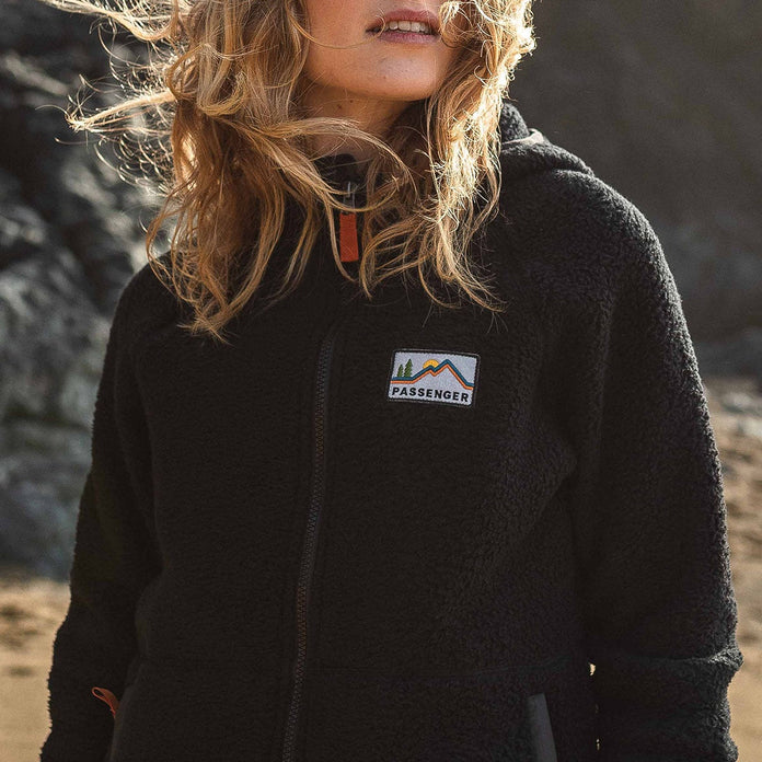 North Coast Full Zip Recycled Sherpa Fleece - Black
