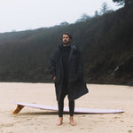 Escapism Recycled Towel Lined Changing Robe - Black