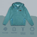 Maine Hooded Recycled Sherpa Fleece - Ocean Green