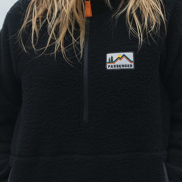 Maine Hooded Recycled Sherpa Fleece - Black