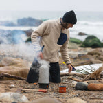 Offgrid 1/4 Zip Recycled Sherpa Fleece - Oatmeal/Navy