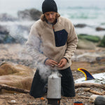 Offgrid 1/4 Zip Recycled Sherpa Fleece - Oatmeal/Navy