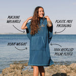 Vancho Oversized Recycled Polar Fleece Poncho - Ensign Blue