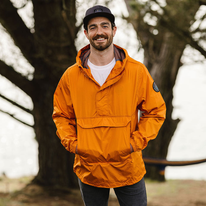 Aleutia Recycled 1/4 Zip Anorak - Sunrise Orange