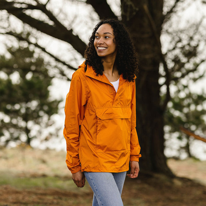 Aleutia Recycled 1/4 Zip Anorak - Sunrise Orange