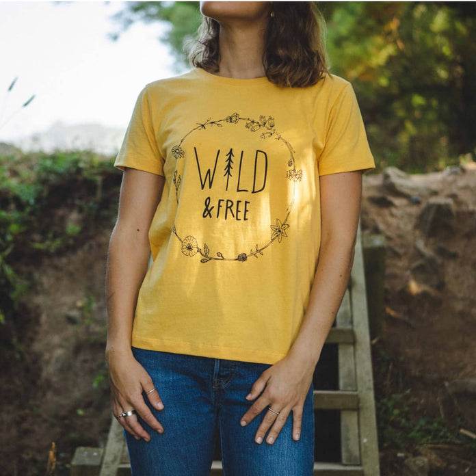 Wild & Free Recycled Cotton T-Shirt - Ochre Yellow
