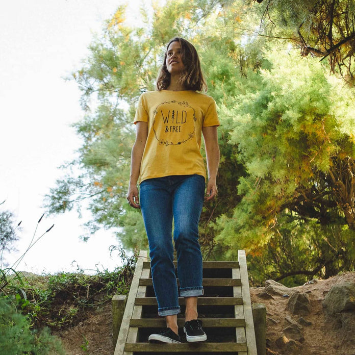 Wild & Free Recycled Cotton T-Shirt - Ochre Yellow