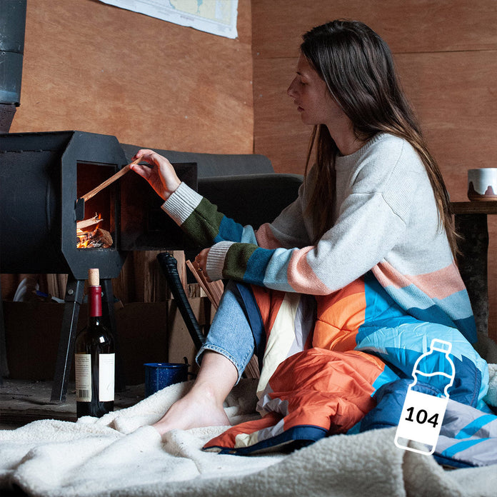 Nomadic Recycled Sherpa  Blanket - Turquoise/ Rust