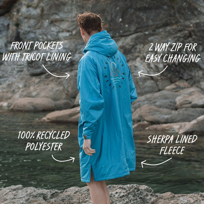 Escapism Recycled Sherpa Lined Changing Robe - Larkspur Blue